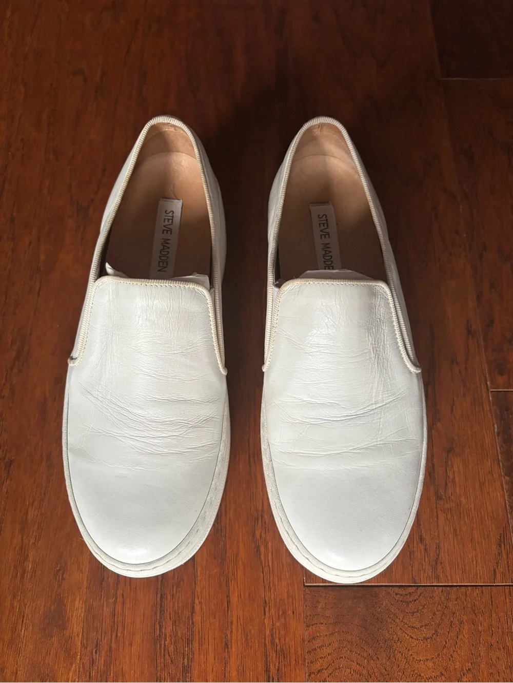 Steve Madden Bellie White Leather Y2K Platform Slip-On Sneakers | Size 6